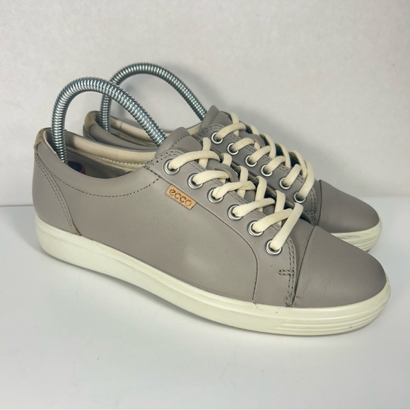 Ecco Soft 7 Oyster Grey Leather Lace-up Comfort Sneaker Shoe Casual Women’s Sz 6 - Picture 4 of 15